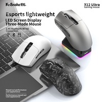 K-Snake X12pro Mouse Gaming Ringan, 2.4G Nirkabel Berkabel 3 Mode Mouse Komputer Isi Ulang
