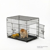 Cage pour chien moderne, chenil, cage pour animaux de compagnie, pour grands chiens, construction métallique respirante, design empilable, plateau en plastique, fermeture à bouton