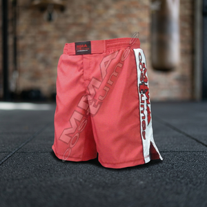 Shorts de grappling MMA unisexe rouge, vêtements de sport, logo personnalisé, impression par transfert thermique, sublimation, 100% polyester, OEM - Product Image 3