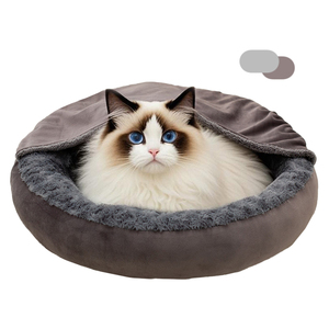 Nhà Sản Xuất Donut Vòng Tùy Chỉnh Mềm Ấm Sang Trọng Nhỏ Giường Con Chó Vật Nuôi Sản Phẩm Mèo Cave Giường Với Một Chiếc Mũ Chăn - Product Image 1