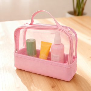 Nuova Borsa Trasparente da Viaggio in PVC, Pochette per Cosmetici e Accessori con Fondo Impermeabile - Product Image 1