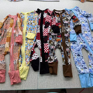 ชุดรอมเปอร์ลายไม้ไผ่สำหรับเด็กทารกแรกเกิดมีซิปรูดแบบซิปสองชั้น - Product Image 3