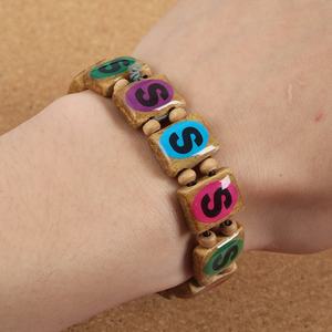 Braccialetto Elastico con Perline in Legno Dorato, Braccialetto <span class=keywords><strong>Rosario</strong></span>, Braccialetto Sacro - Product Image 4