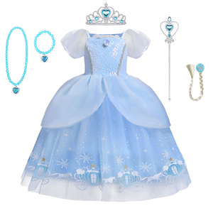 Vestido de Princesa Azul para Niñas, Disfraz de Cosplay para Fiestas de TV y Cine, Vestido Elegante de Halloween, Componente Principal para Año Nuevo - Product Image 1
