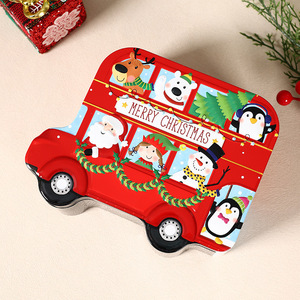 Caja de Almacenamiento Metálica Navideña con Diseño de Coche de las Artes Místicas, Roja, para Dulces, Galletas, Regalos, Organizador, Caja del Tesoro para Niños - Product Image 3