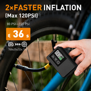 Pompe à air portable pour vélo avec manomètre 120 PSI, gonflage rapide avec valve Presta et Schrader, arrêt automatique pour vélos et ballons - Product Image 5