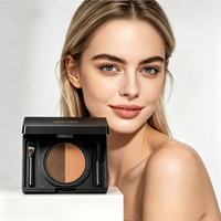 Poudre à sourcils 3D naturelle compacte avec miroir intégré, deux tons bruns estompables, avec pinceaux assortis, logo personnalisé