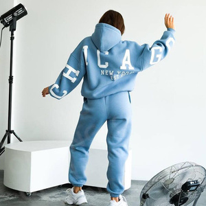 Özel Logo Hoodies ve ter pantolon Jogger seti kadın, kadın eşofman 2 iki parçalı Set Sweatpants ve Hoodie seti, kadın Hoodies - Product Image 5