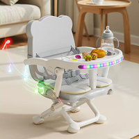 Chaise haute pour enfants, siège de voyage pour enfants avec musique et lumières, chaise d'alimentation pliable pour bébé, directement de l'usine