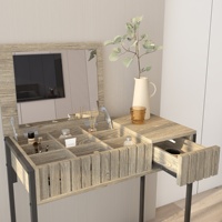 Commode de luxe carrée en acier avec miroir, commode et coffre contemporains, dessus en MDF blanc, 1 tiroir avec rangement