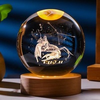 Chevaliers du zodiaque lueur dans l'obscurité 3d boule de cristal intérieur laser gravé au laser 3d sculpté au laser boule de cristal lumière sphère gravée