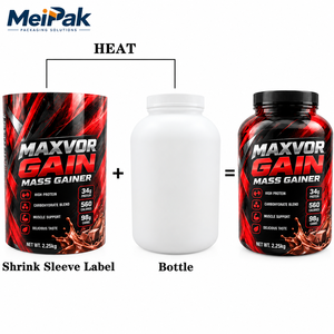 OEM ODM Custom Design Heat Shrink Sleeve <b>Label</b>, Full Color Printing Shrink Film for Mass Gainer Supplement Protein Powder <b>Jar</b> - Product Image 6