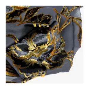 Nylon Viscose Jacquard With Metallic Painted Velvet Width 140cm Weight 180 Gsm Burn Out Design Soft