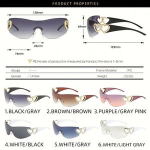 Gafas de Sol Personalizadas al por Mayor con Logotipo, Moda 2025, Estilo Y2K, Montura Corazón, Sin Marco, Color Rosa para Mujer - Product Image 4