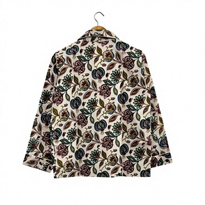 Camiseta de Dormir de Algodón con Estampado Floral para Mujer, Manga Larga, Cuello Camisero, Informal, para Primavera, Tejido Suave - Product Image 1