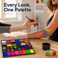 Palette de peinture pour le visage 42 couleurs, paillettes, crème néon, kit de peinture pour le visage, peinture corporelle pour enfants, fête d'Halloween, festival, maquillage de scène