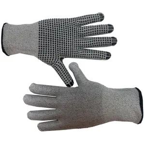 HPPE外壳防滑耐磨硅胶聚氯乙烯点状珠防切割手套重量轻5级保护卢瓦斯