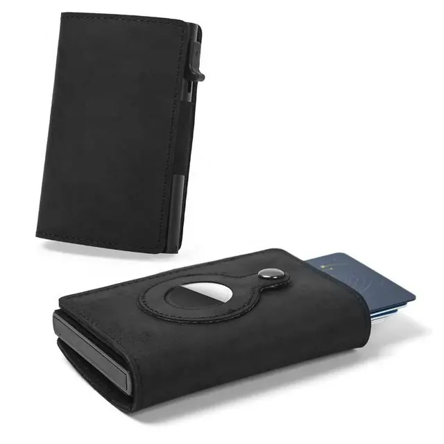 Wholesale designer slim aluminum pop up men wallet custom modern card holder leather wallet