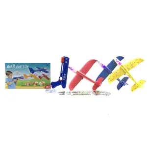 Başlatıcısı ile uçak oyuncaklar, uçuş modları LED köpük planör mancınık uçak oyuncak, açık uçan oyuncak uçak uçak uçak oyuncak atma