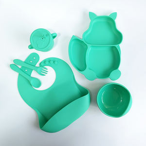 Vajilla Infantil con Plato de Succión, Platos de Silicona para Bebés, Set de Alimentación, Baberos, Cuchara, Tazón Dispensador, Kit para Niños de 0 a 12 <span class=keywords><strong>Meses</strong></span> - Product Image 3