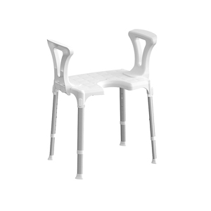 เก้าอี้อาบน้ำมีที่วางแขน สีขาว ยาว 55 ซม. ปรับความสูงได้ ใช้ในโรงพยาบาล - Product Image 1