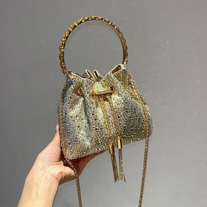 Crystal Shiny Diamonds Bucket <strong>Bag</strong> Gradient Women Handbag Metal Ring Handle Evening <strong>Bag</strong> <strong>Wedding</strong> Party <strong>Clutch</strong> Purse Crossbody <strong>Bag</strong> - Product Image 6
