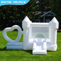 Château gonflable Doctor Dolphin blanc pour 3 personnes, en tissu Oxford 420D+840D, idéal pour la famille et la maison - Vendeur transfrontalier