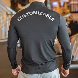 بلوفر رجالي بشعار مخصص وسحاب سريع شورت رياضي بأكمام طويلة تجفيف ملابس رياضية إطلاق جديد مقاس كبير ربع قميص بسحاب للبالغين - Product Image 5