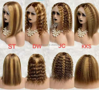 Afro-Curly 180% Densité Remy Cheveux Humains Perruque Délié Naturel Dentelle Suisse Style Droit Court Brun Bob Noir Femmes En Gros