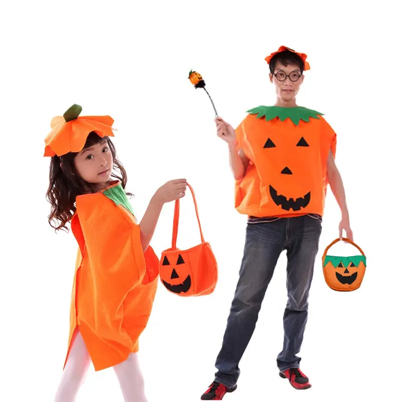 Kostum Halloween Cosplay Labu Indah dengan Trik atau Suguhan Keranjang Gadis Dewasa Kostum Halloween Labu Lucu untuk Anak-anak