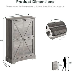 Armoire à chaussures haute 2026 <span class=keywords><strong>avec</strong></span> banc à chaussures rembourré, <span class=keywords><strong>porte</strong></span>-<span class=keywords><strong>manteau</strong></span>, panneaux muraux, couvercle pivotant, armoire à chaussures ultra-fine - Product Image 2