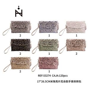 Bolso bandolera con flores y lentejuelas, 17x26,5 cm, para mujer, para fiestas y uso nocturno - Product Image 1