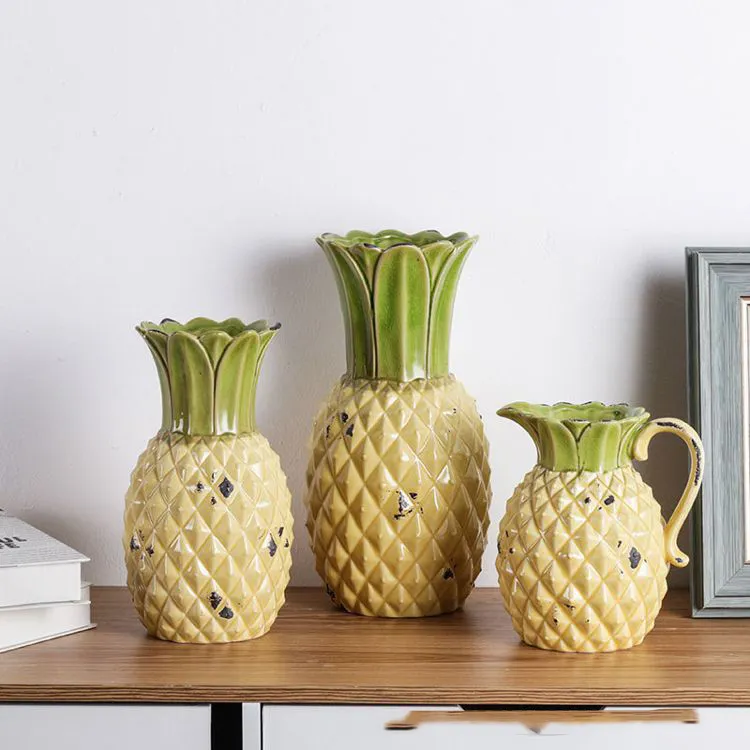 Jarrón De cerámica con forma De piña para decoración del hogar, artesanías creativas, único