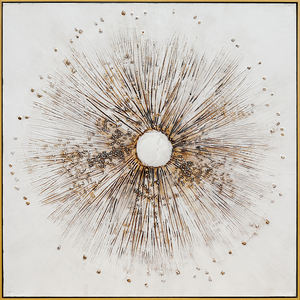 Yüksek kalite özelleştirilmiş soyut ahşap çerçeveli yağlıboya tuval üzerine el yapımı Modern duvar sanatı antika altın <span class=keywords><strong>Sunburst</strong></span> - Product Image 3