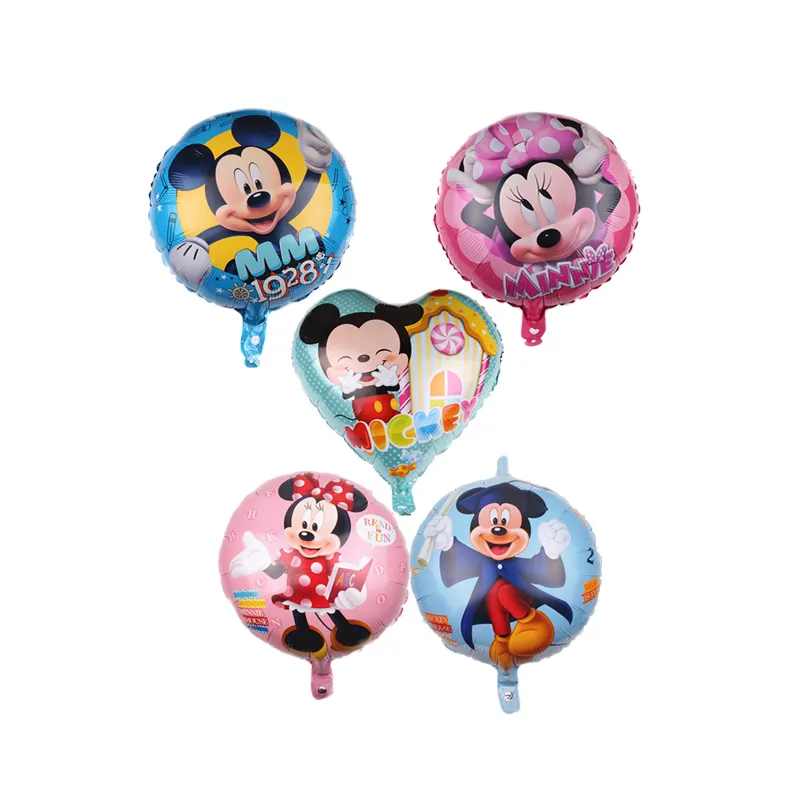 QAKGL 18inch heart round shape Mickey Mouse donald duck foil balloons Minnie cartoon foil helium balloon for kids toy