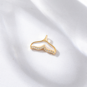 Accessoires de bijouterie : <span class=keywords><strong>Pendentif</strong></span> double anneau en argent plaqué <span class=keywords><strong>or</strong></span> 14K, motif coquillage et trèfle à quatre <span class=keywords><strong>feuilles</strong></span>, pour la création de bijoux DIY - Product Image 6
