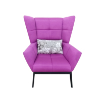 Fauteuil d'appoint moderne et confortable en tissu violet avec dossier haut et pieds en métal pour appartement, hôtel ou salon