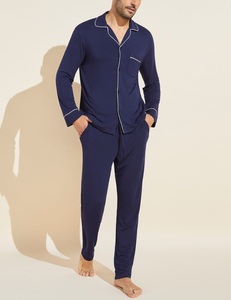 Set <span class=keywords><strong>Pigiama</strong></span> da <span class=keywords><strong>Uomo</strong></span> in Cotone Morbido a Maniche Lunghe con Tasche, Abbigliamento da Notte in Modal con <span class=keywords><strong>Bottoni</strong></span> - Product Image 5