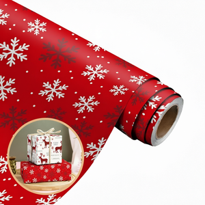 Art Red Snowflake Christmas Wrapping <b>Paper</b> Roll Large Size Gift <b>Wrap</b> <b>Paper</b> for Holiday Present Craft Packaging - Product Image 1