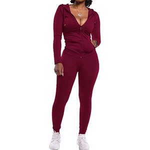 New Style <b>Women's</b> Two Piece Tracksuit Set Long Sleeve Zipper Hoodie <b>Jacket</b> with Sweatpants Sweatsuit Workout Set Customized OEM - Product Image 1