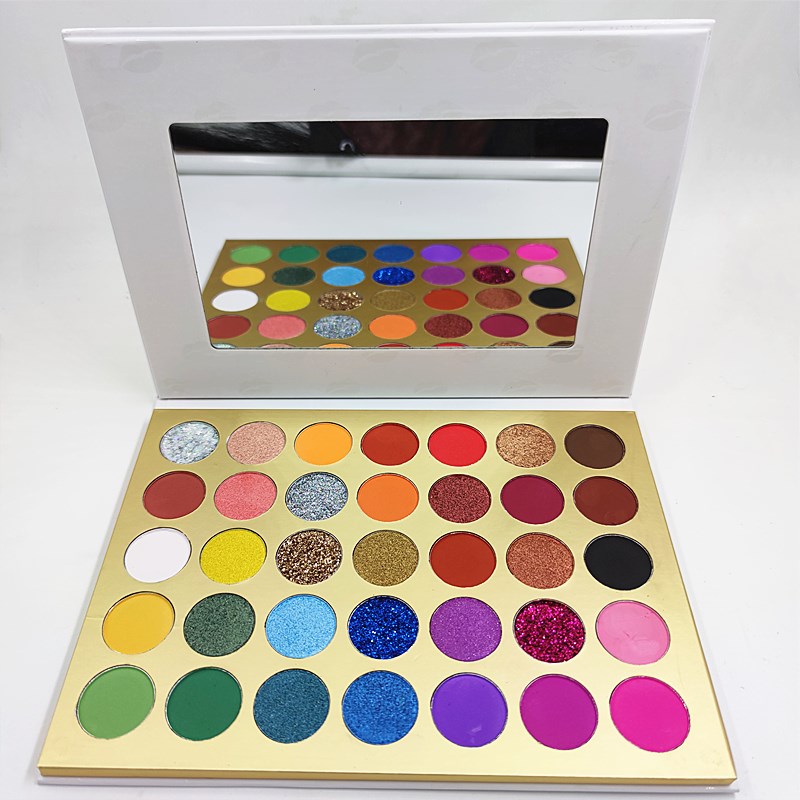 OEM индивидуальный логотип, частная этикетка, пустые палитры теней для век, упаковка, блестящая косметика, цветные тени для век, 35 цветов, палитра теней для век