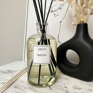Aikun 1000ml 3 Day Sample 7 Day Ship Custom Lasting Scent Clear Round Glass Sticker <b>Reed</b> <b>Diffuser</b> Box Set for Ecommerce Home - Product Image 2