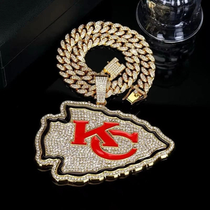 Personalizado de gran tamaño Hip Hop joyería equipo encanto hielo cubano collar Kansas City Chiefs Campeonato Collar para el mejor regalo Fans - Product Image 5