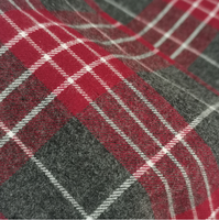 Tissu de chemise en coton mélangé teint en fil double brossé, respirant et de poids moyen, à carreaux, pour hommes et femmes