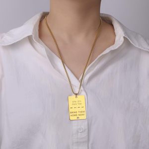 Collana con Tag per cani in acciaio inossidabile argento rosa 18K oro reale blu nero placcato ebraico porta a casa ora collana Slogan contro la guerra - Product Image 6