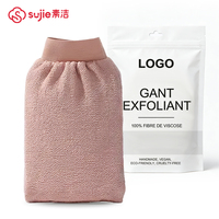Guante de Baño de Viscosa Rosa Sujie, Cambia de Color al Mojarse, Exfoliante y Cómodo para Jóvenes, Suministro al por Mayor B2B, Guante de Baño Mágico