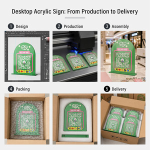 Signalisation personnalisée en or avec code QR commercial Table en acrylique pour salon décoration de table Plaque pour médias sociaux Plaque de signalisation imprimée - Product Image 6