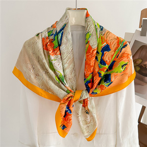 Thời Trang Lụa In Khăn Vuông Khăn 90x90Cm Sẵn Sàng Để Tàu Vuông Tudung Twill Lụa Tóc Khăn Quàng Cổ Phụ Nữ Đầu Kết Thúc Tốt Đẹp Quấn Khăn - Product Image 2