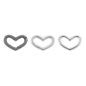 Connecteur fermoir en argent sterling 925 de 12 mm en forme de cœur pour la fabrication de bijoux et accessoires de colliers - Product Image 1