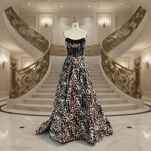 Elegante Vestido Largo de Noche con Estampado Personalizable para Ocasiones Especiales - Product Image 1